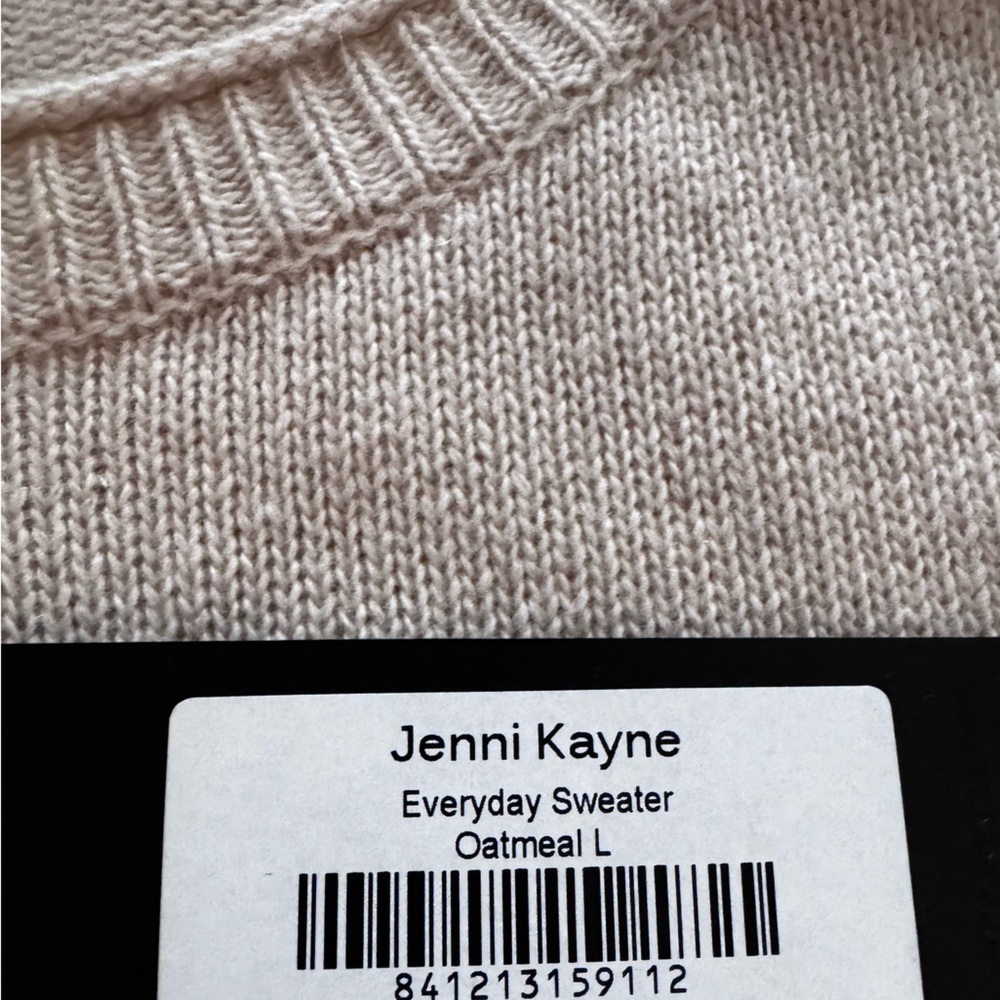 NWT Jenni Kayne Sweater Everyday Crewneck Wool Blend in Oatmeal Cream - Picture 10 of 11